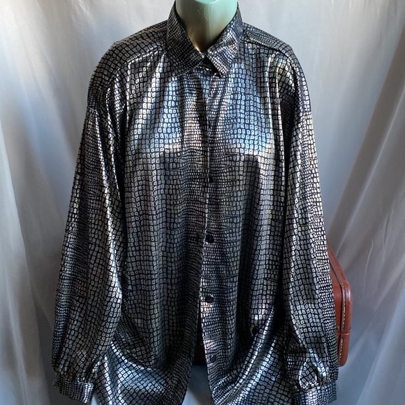 Vintage metallic long sleeve blouse - Picture 6 of 13